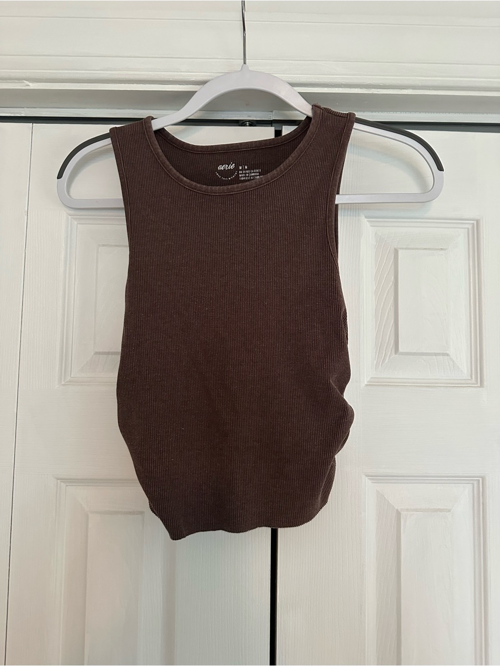 aerie Sleeveless Ribbed Tank Top - Dark Brown
